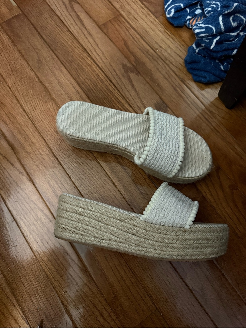 SHEIN Cream Espadrille Platform Slide Sandals